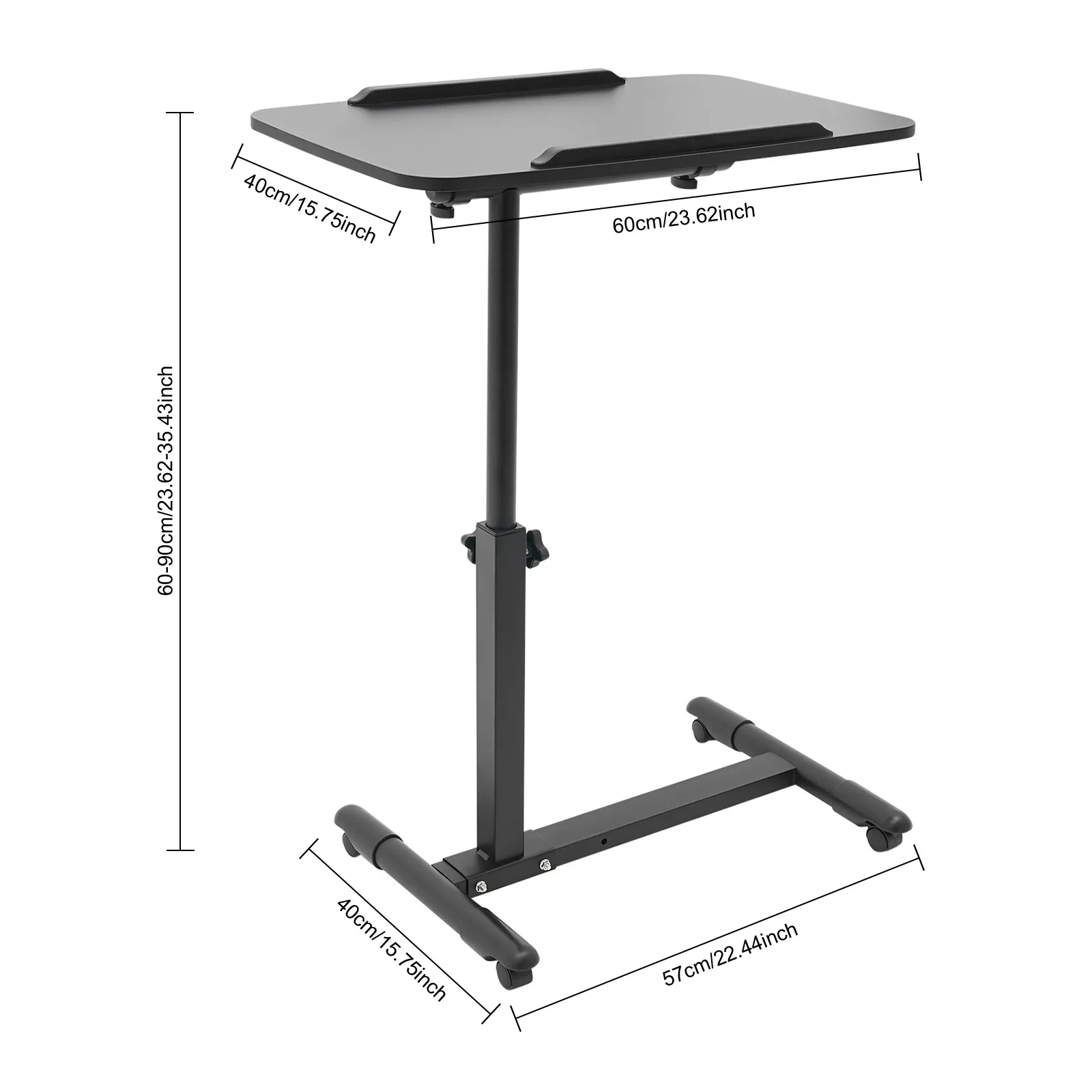 Bedside Table Wear-Resistant Adjustable Hospital and Home Use Bed Table High Stability Rolling Laptop Table for Homes/Offices