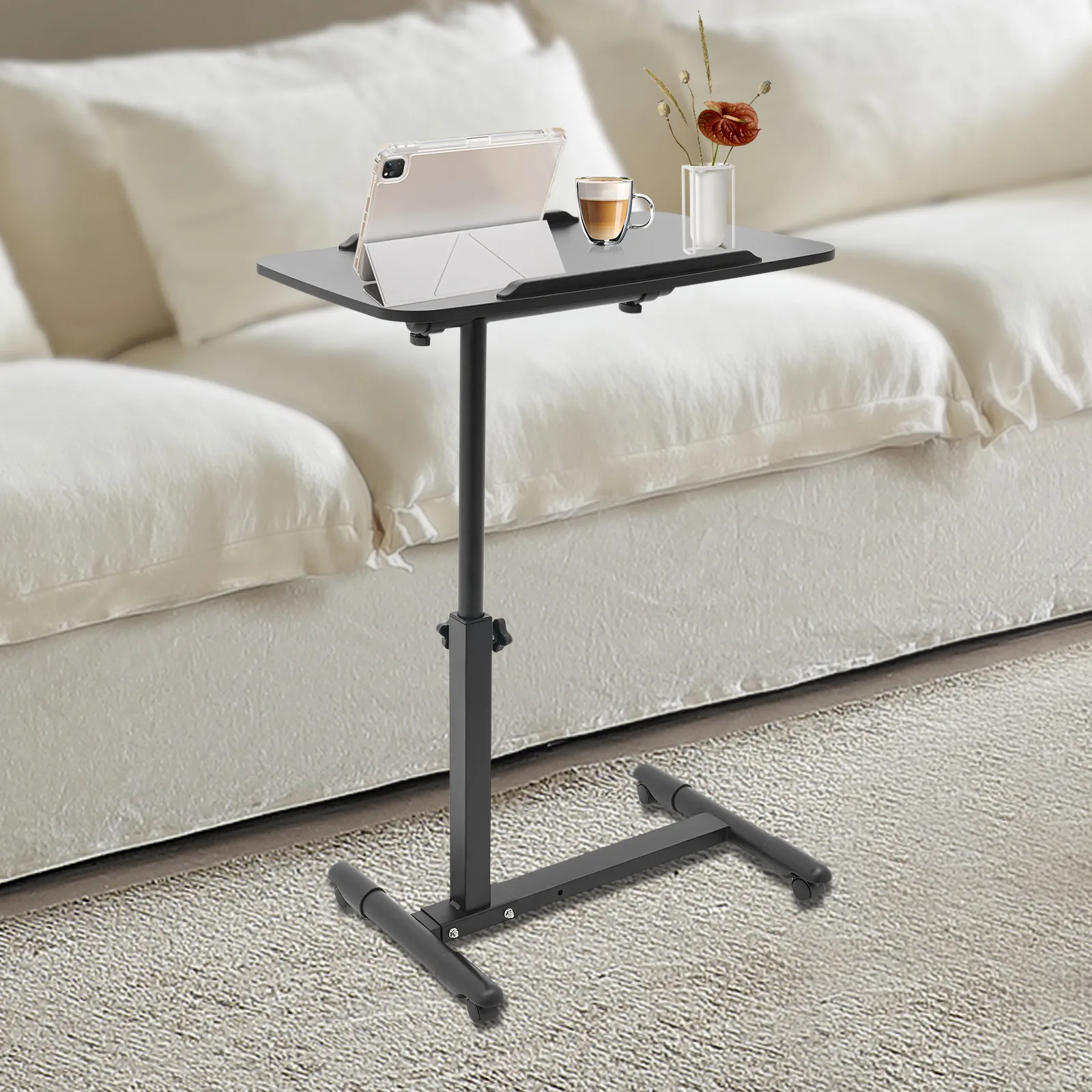 Bedside Table Wear-Resistant Adjustable Hospital and Home Use Bed Table High Stability Rolling Laptop Table for Homes/Offices