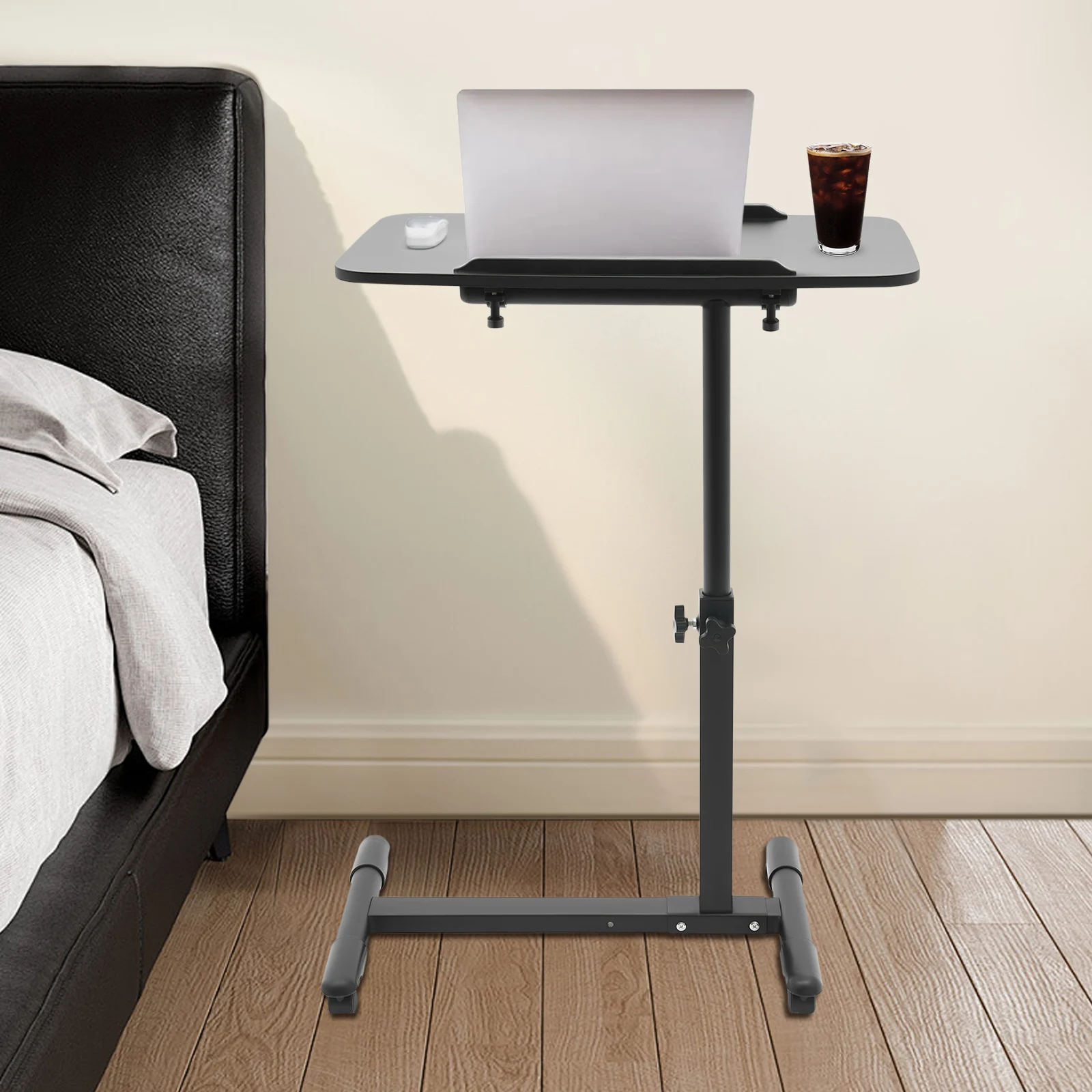 Bedside Table Wear-Resistant Adjustable Hospital and Home Use Bed Table High Stability Rolling Laptop Table for Homes/Offices