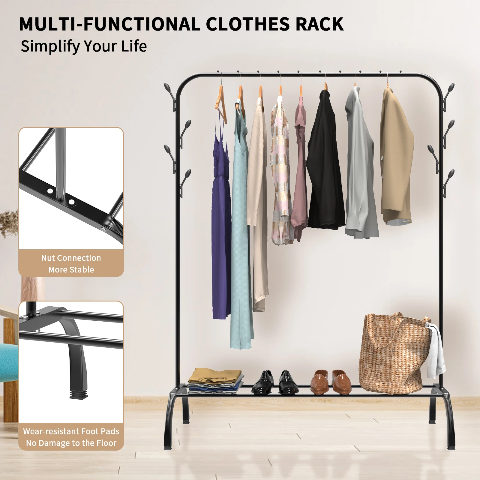 EFAN Clothes Rack and Drying Rack 2-in-1 Folding Clothes Airer For Laundry, Space Saving Non-Slip Feet for Hangers In/Outdoor