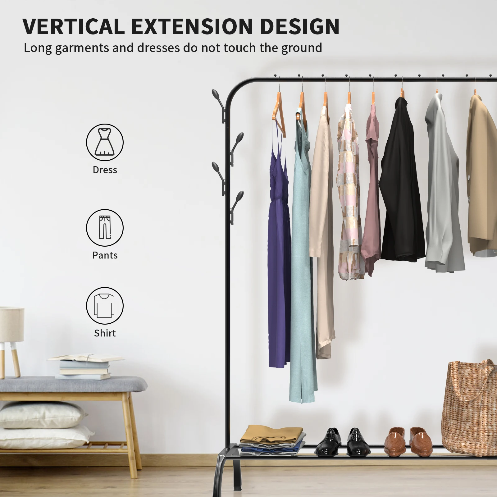 EFAN Clothes Rack and Drying Rack 2-in-1 Folding Clothes Airer For Laundry, Space Saving Non-Slip Feet for Hangers In/Outdoor