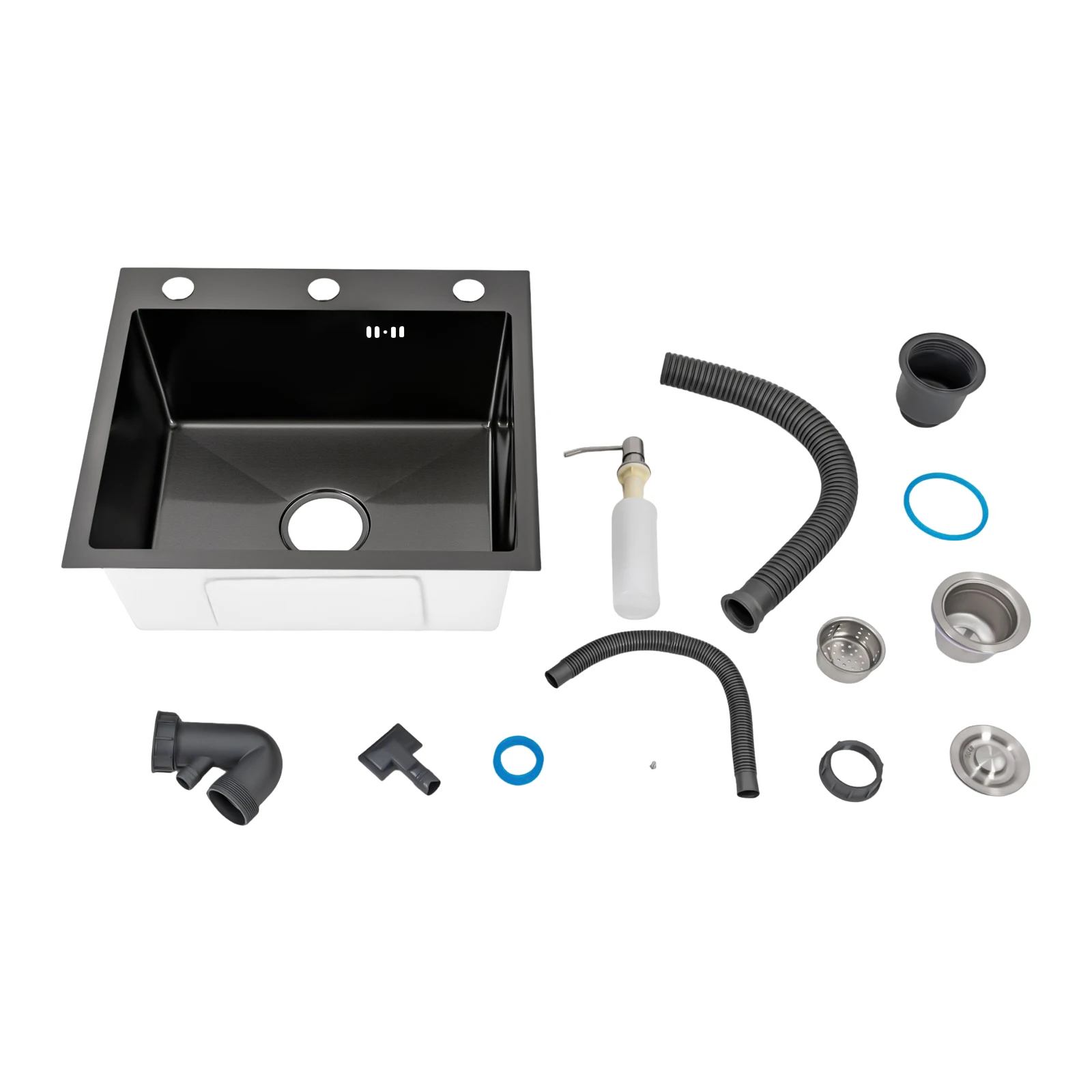Black Stainless Steel Kitchen Sink Built-in Sink with Soap Dispenser Built-in Sink for Kitchens Bathrooms Laundry Rooms 50x45x20cm