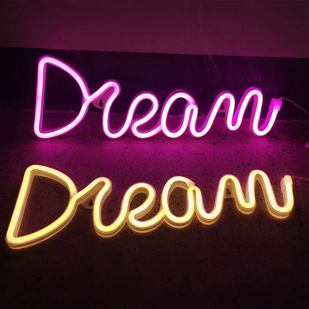 Led Letter Sign Light Dream Shape Neon Lamp Usb Charging LED Light Up Letter Lamp Birthday Wedding Holiday Supply Wall Decor