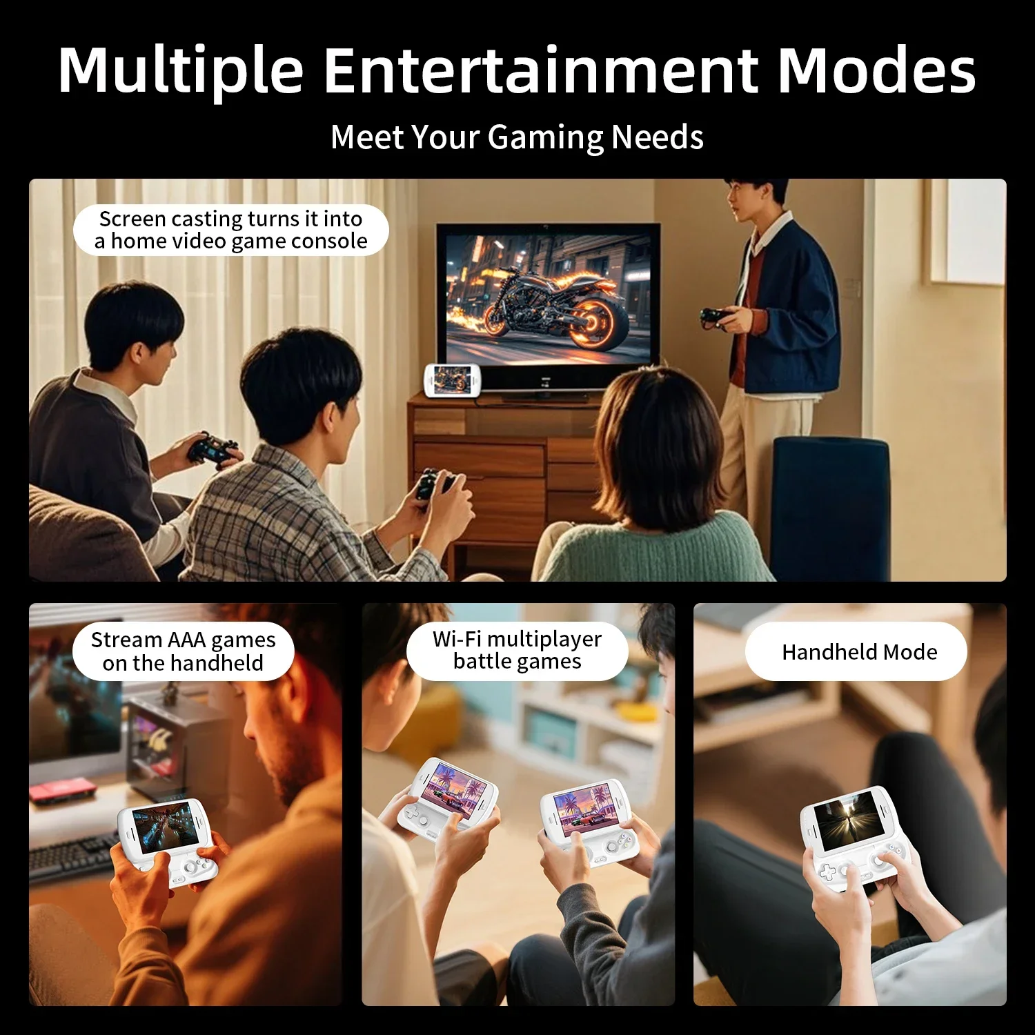 ANBERNIC RG Slide Video Game Consoles 4.7'' LTPS InCell 120Hz Touchscreen DP Output Unisoc Processor Android 13 AI-enabled Gifts