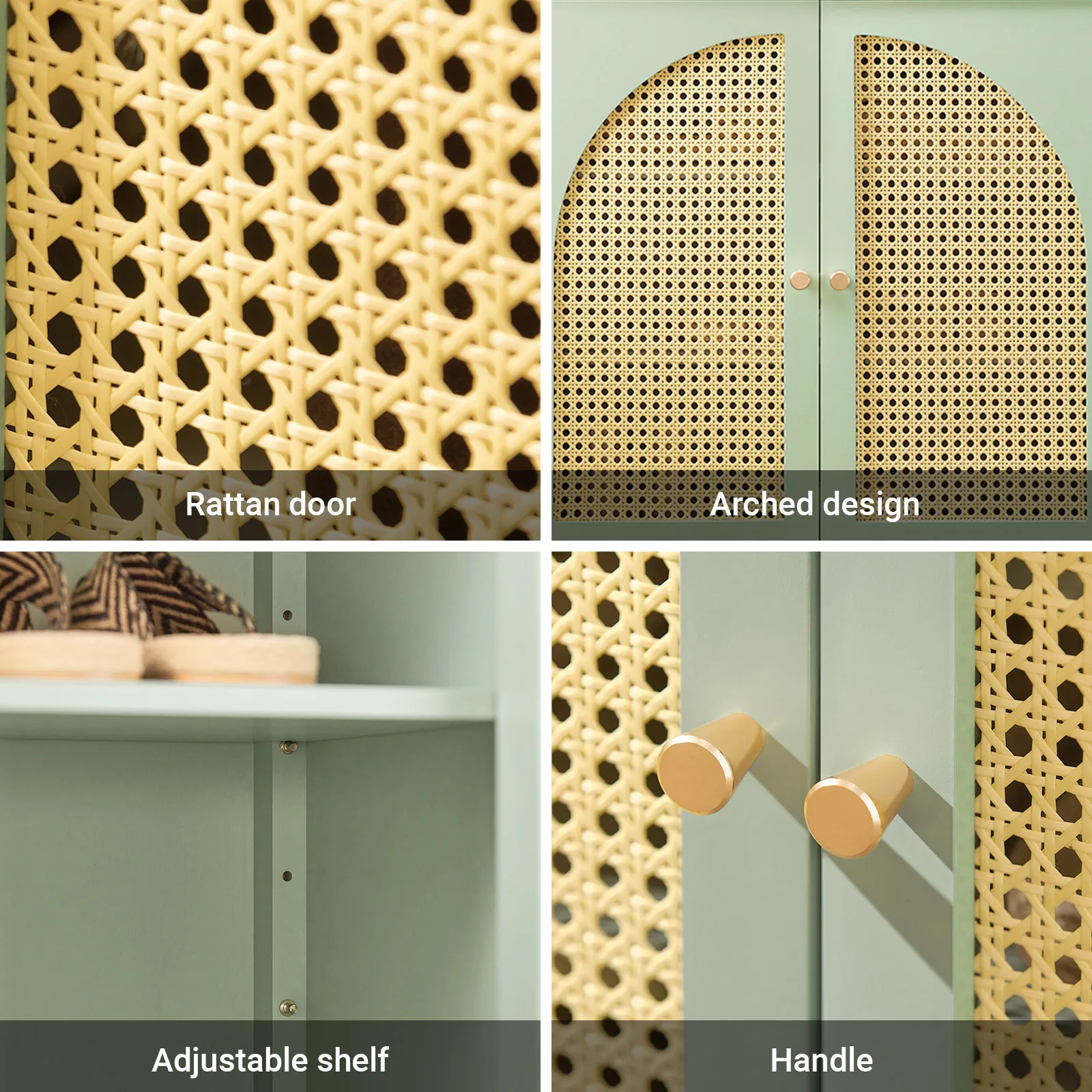 SoBuy FSB72-GR shoe wardrobe kitchen wardrobe sideboard with grid look doors wardrobe buffet storage s wardrobe dresser Green