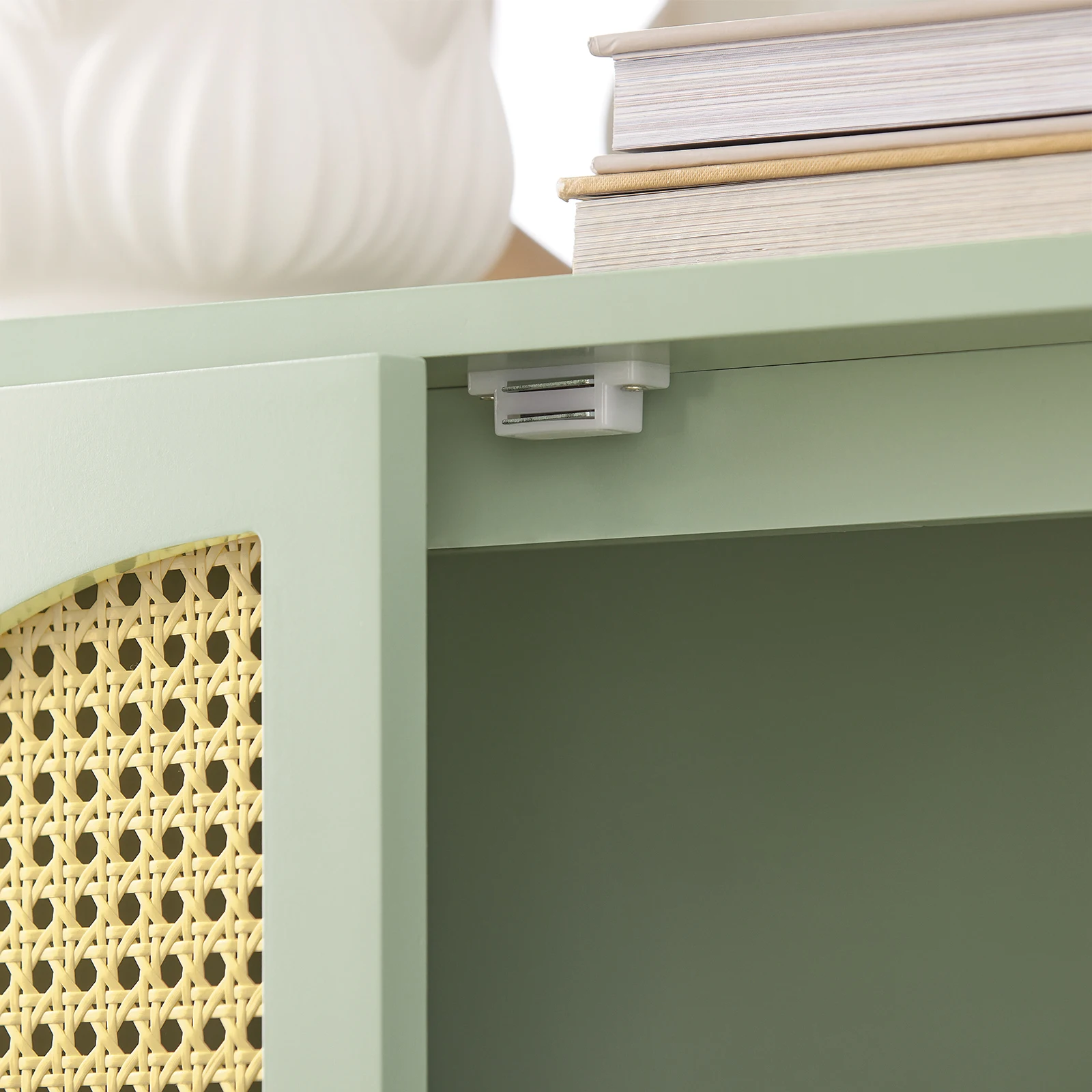 SoBuy FSB72-GR shoe wardrobe kitchen wardrobe sideboard with grid look doors wardrobe buffet storage s wardrobe dresser Green