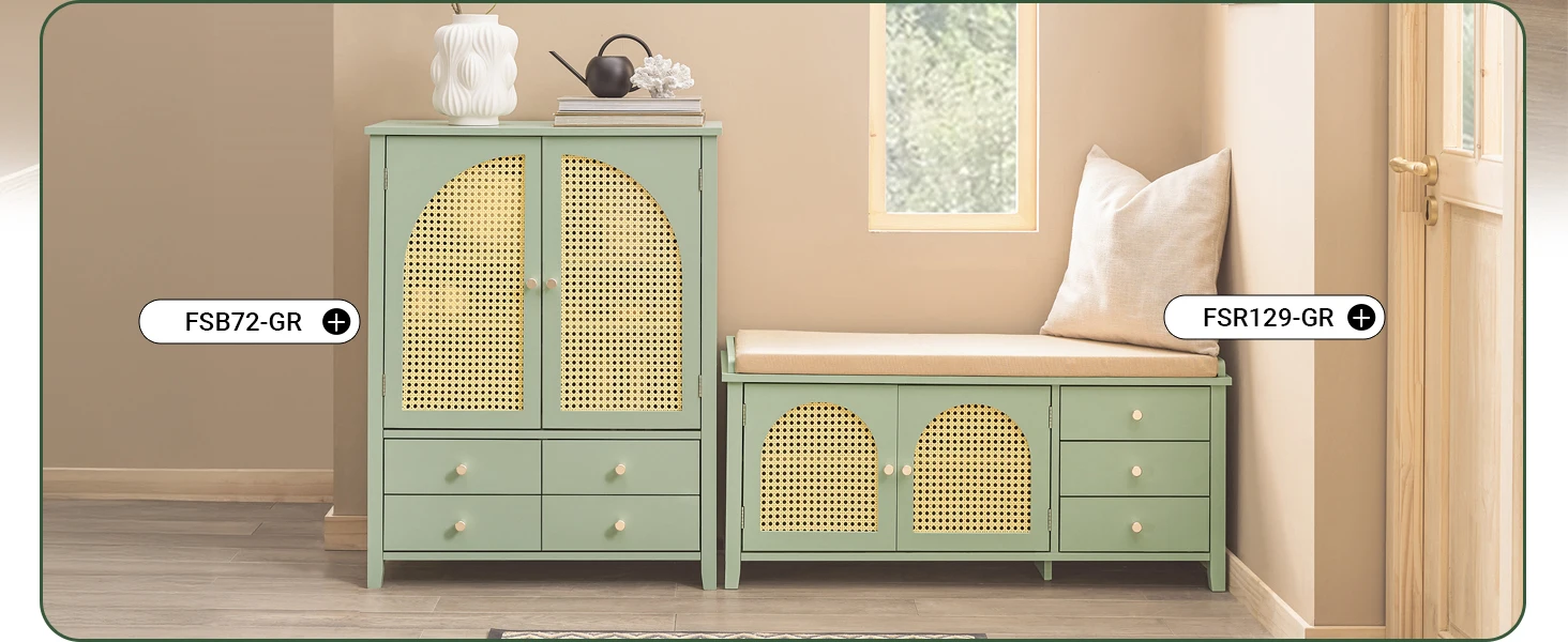 SoBuy FSB72-GR shoe wardrobe kitchen wardrobe sideboard with grid look doors wardrobe buffet storage s wardrobe dresser Green