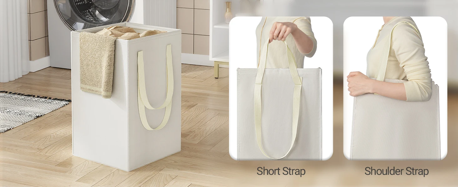 Bathroom Cabinet with Laundry Basket, Tall Bathroom Cabinet, Laundry Bag, with Foldable Laundry Basket, Door and Drawer