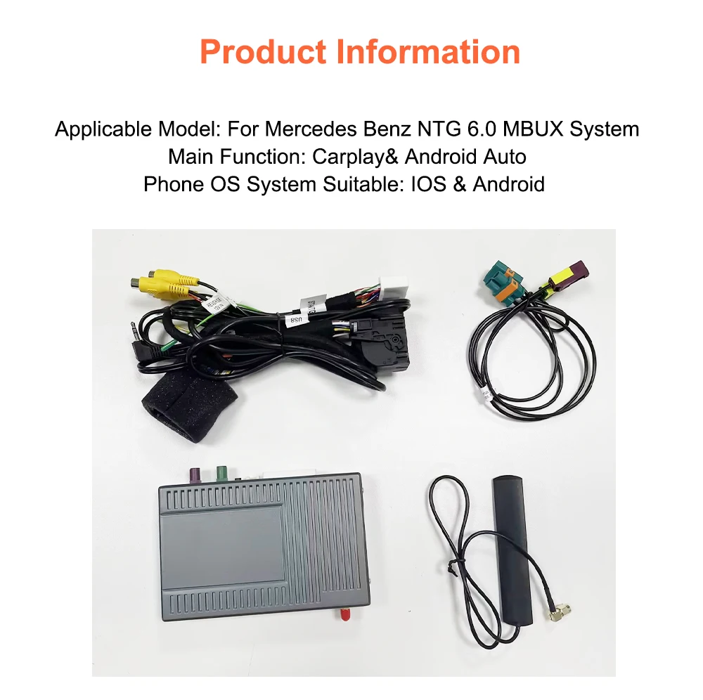 Bonroad Wireless Carplay Android Auto Fits For Mercedes A B C E Class CLS CLA GLA GLB Class NTG6.0 2018-2022 Module Box Airplay