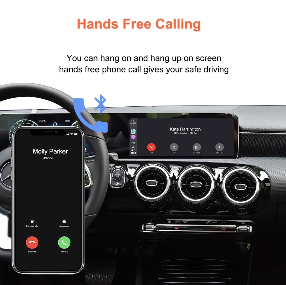 Bonroad Wireless Carplay Android Auto Fits For Mercedes A B C E Class CLS CLA GLA GLB Class NTG6.0 2018-2022 Module Box Airplay