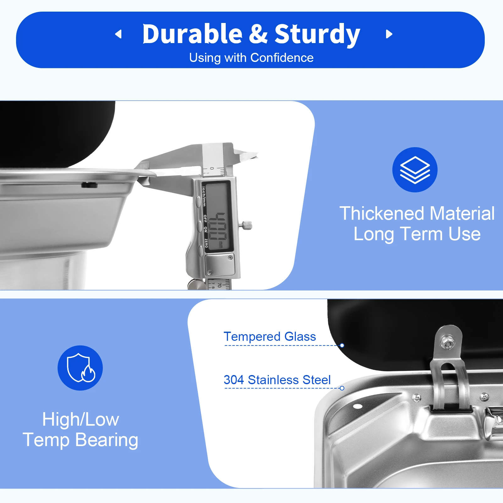 RV Sink Caravan Sink, Camper Basin Bowl, Hand Wash Basin, with Stainless Steel Faucet Rectangular 41*36.5*16cm for RVs