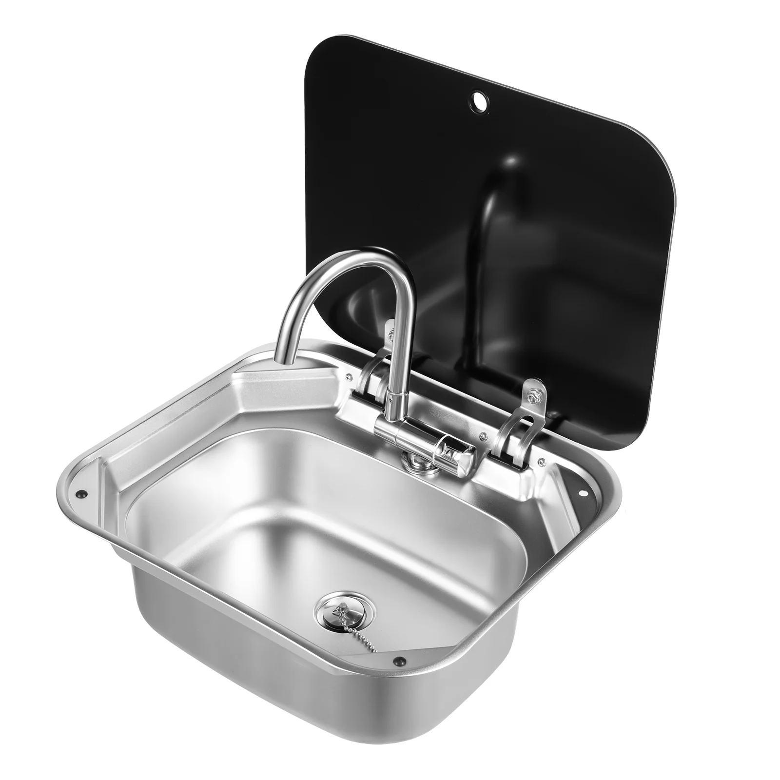 RV Sink Caravan Sink, Camper Basin Bowl, Hand Wash Basin, with Stainless Steel Faucet Rectangular 41*36.5*16cm for RVs