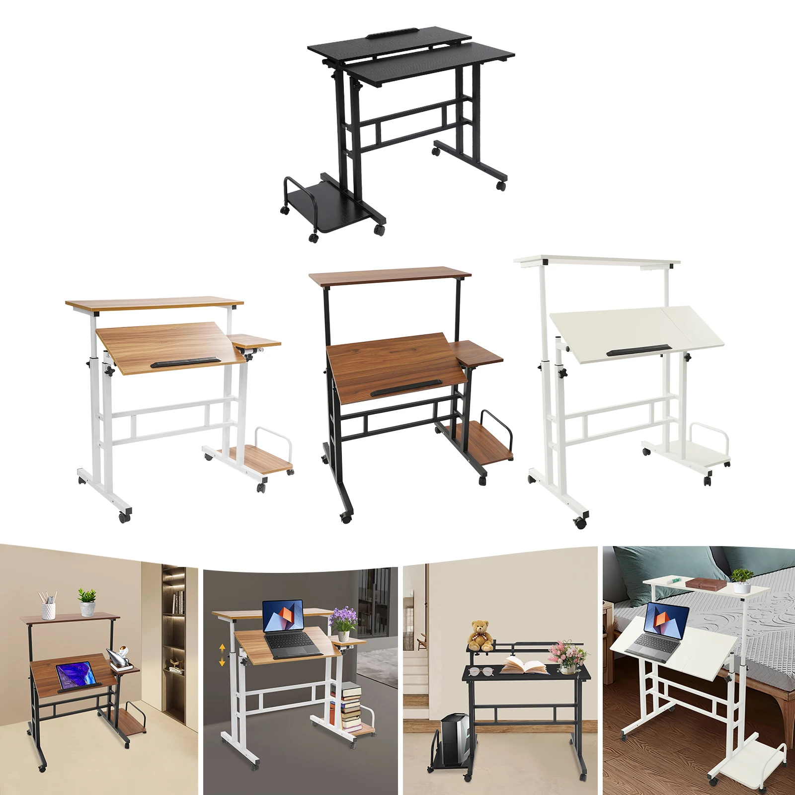 Modern Multi Functional Foldable Desk Floor Standing Computer Desk Adjustable Computer Table