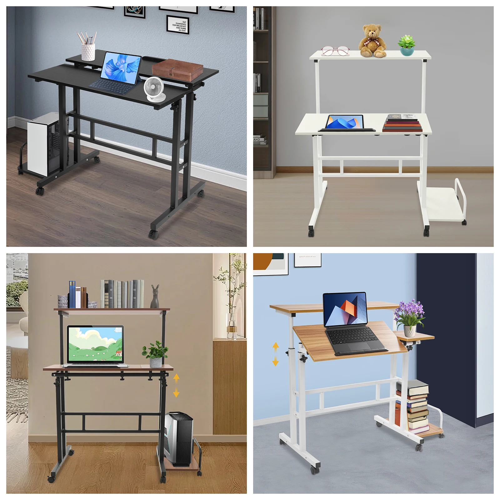 Modern Multi Functional Foldable Desk Floor Standing Computer Desk Adjustable Computer Table