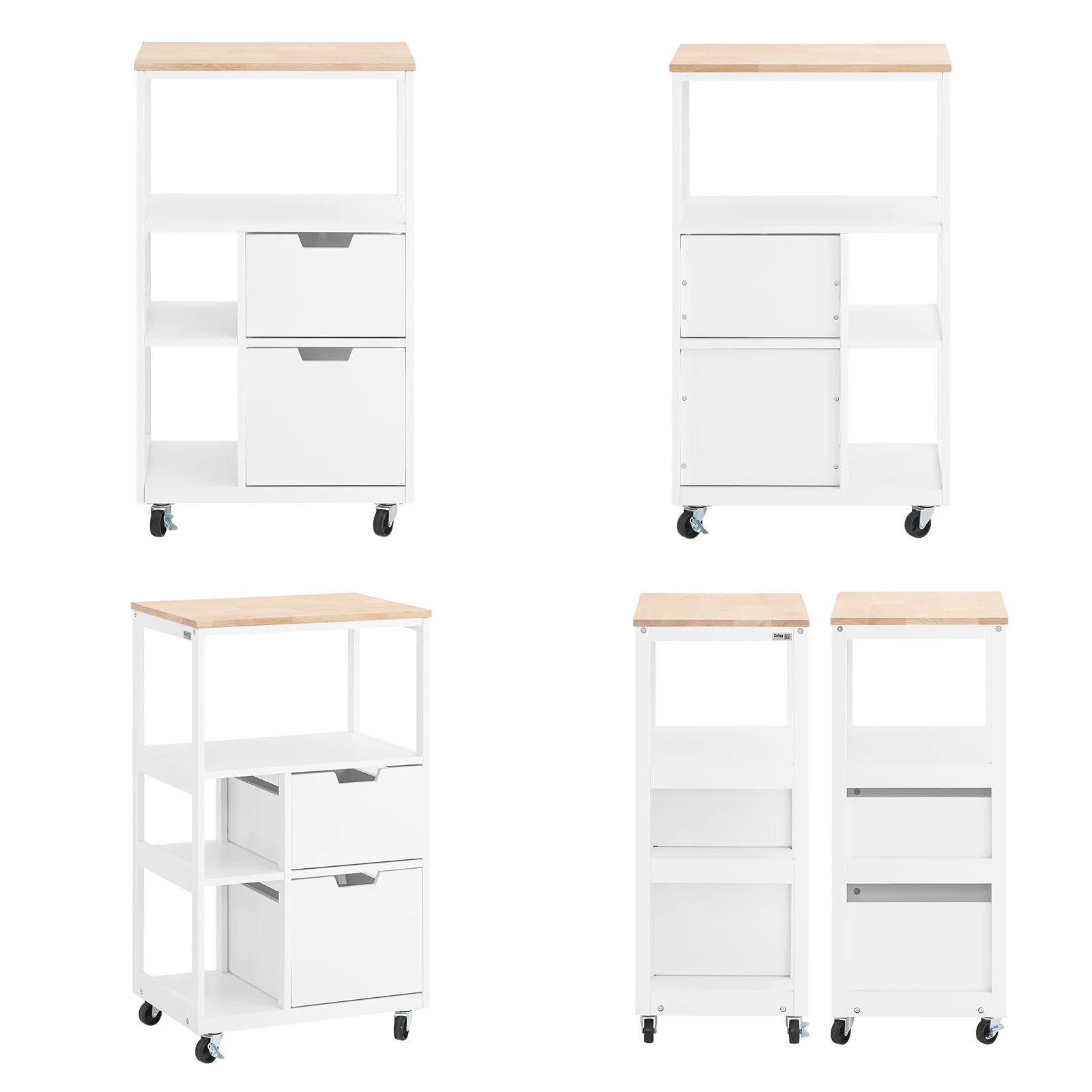 SoBuy FKW111 kitchen trolley with 2 drawers and 3 shelves, serving trolley, rolling cart, tea trolley, bar trolley, kitchen shelf with wheels