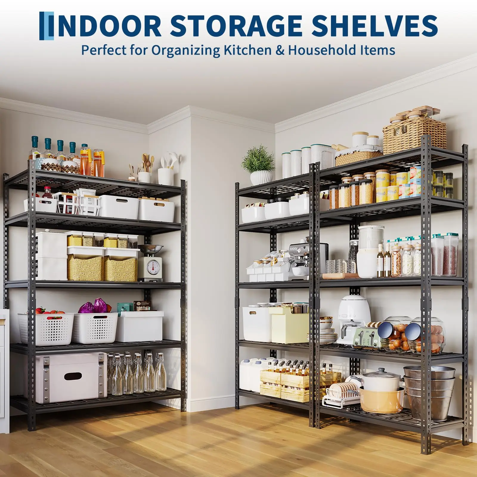 5-Tier Adjustable Metal Shelving Unit with 2000 Lbs Capacity,  for Garage and Home Organization