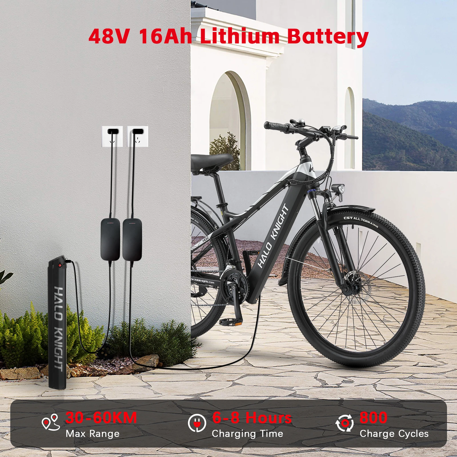HALO KNIGHT H02 Adult Electric Bike 48V 750W 16AH Electric Bicycle 50KM/H Fast 60KM E Bike Cheap 29'' Ebike Powerful Motorbike