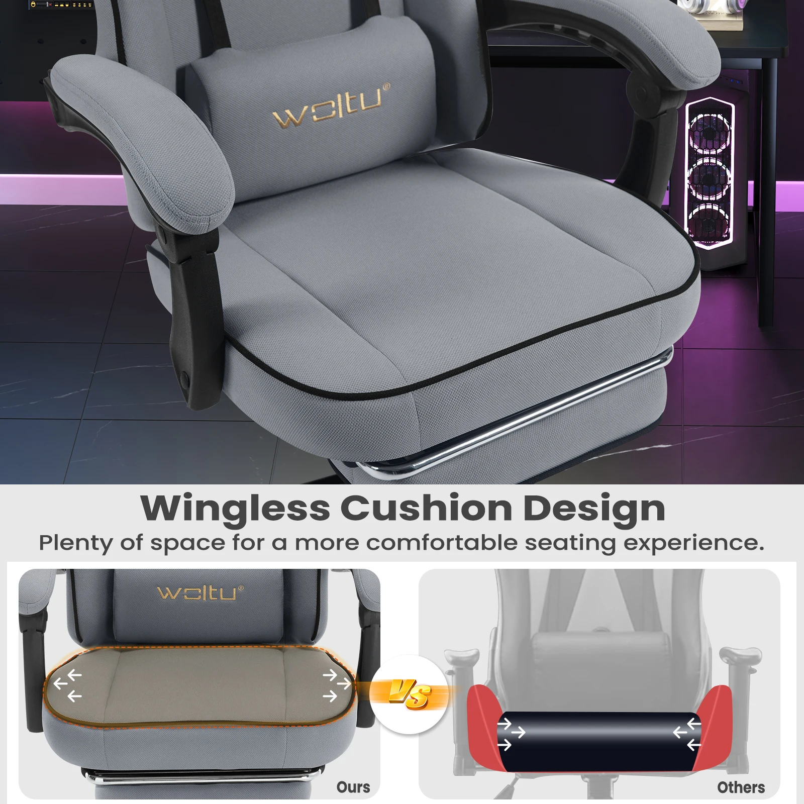 WOLTU Ergonomic Office Computer Chair Swivel Gamer Chair Gaming Chair with Lumbar Cushion Pillow Footrest