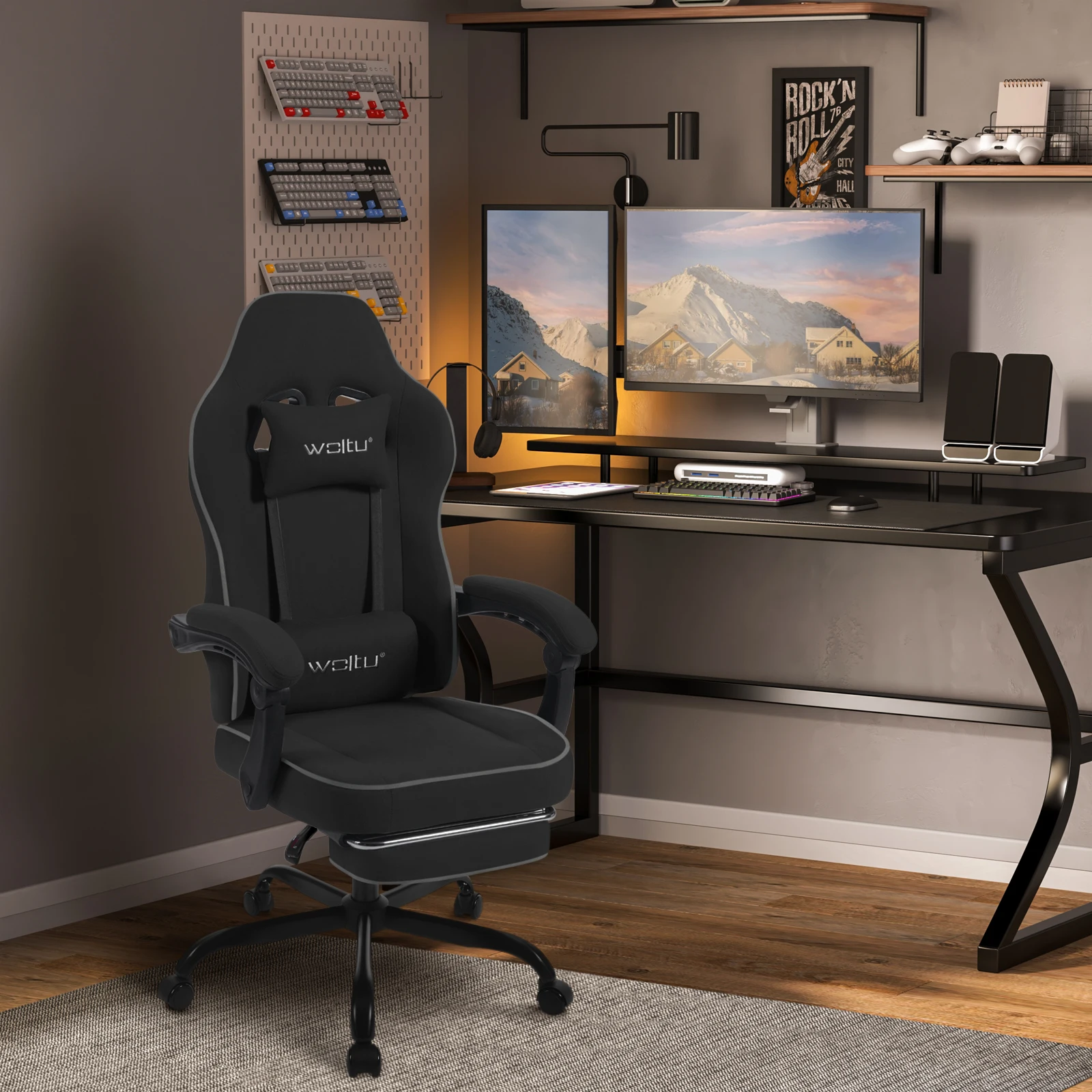 WOLTU Ergonomic Office Computer Chair Swivel Gamer Chair Gaming Chair with Lumbar Cushion Pillow Footrest