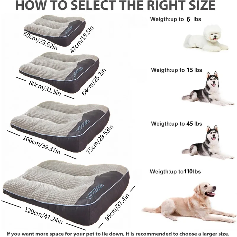 Grey Plaid Texture Dog Bed Sofa - Dog Mattress for Small, Medium and Large Dogs, Durable Polyester Fiber Dog Bed, Ideal for Pome