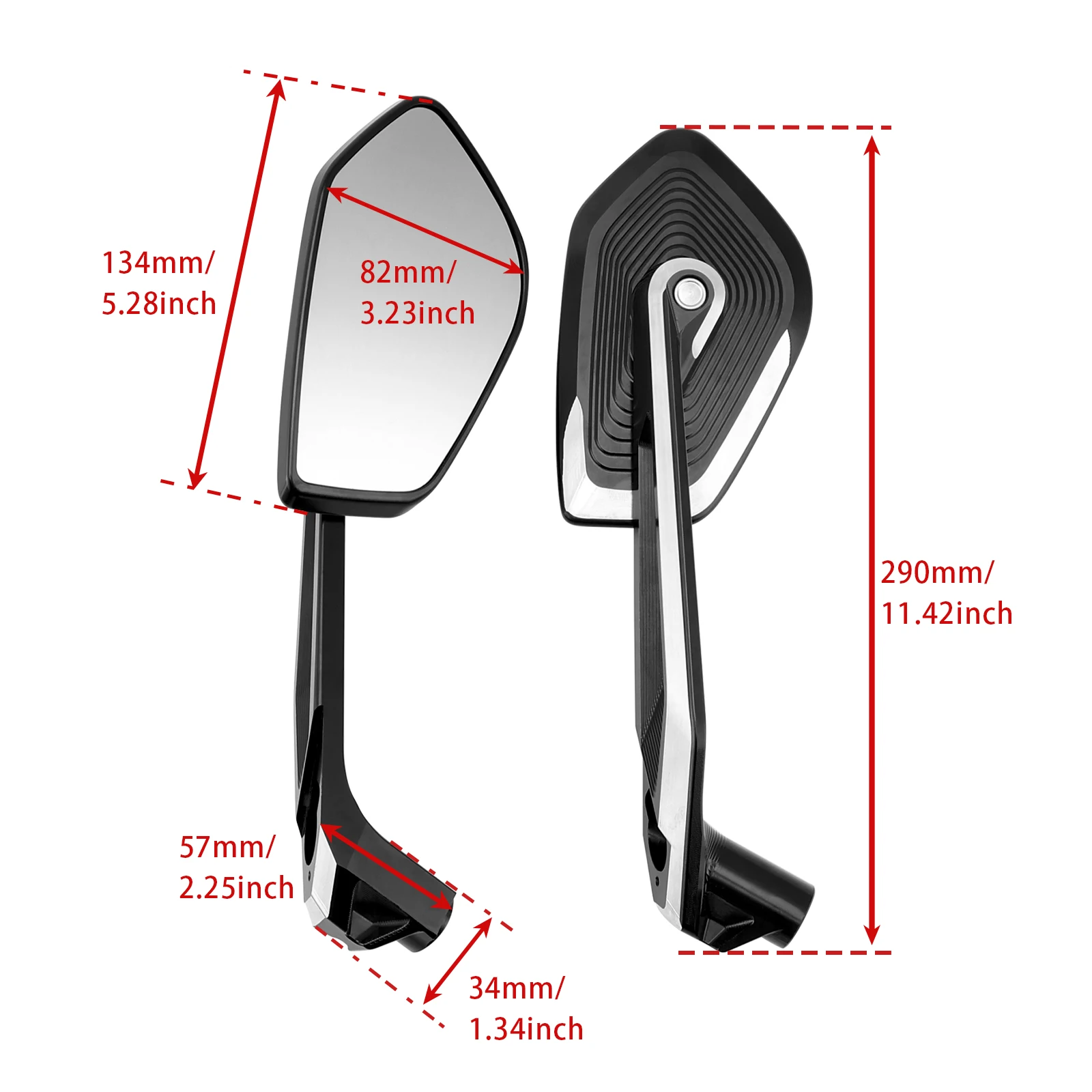 AREYOURSHOP MILLED ALUMINUM MIRRORS FOR BMW R1250R K53 R1250GS K50 R1250GSA K51 2018-2025