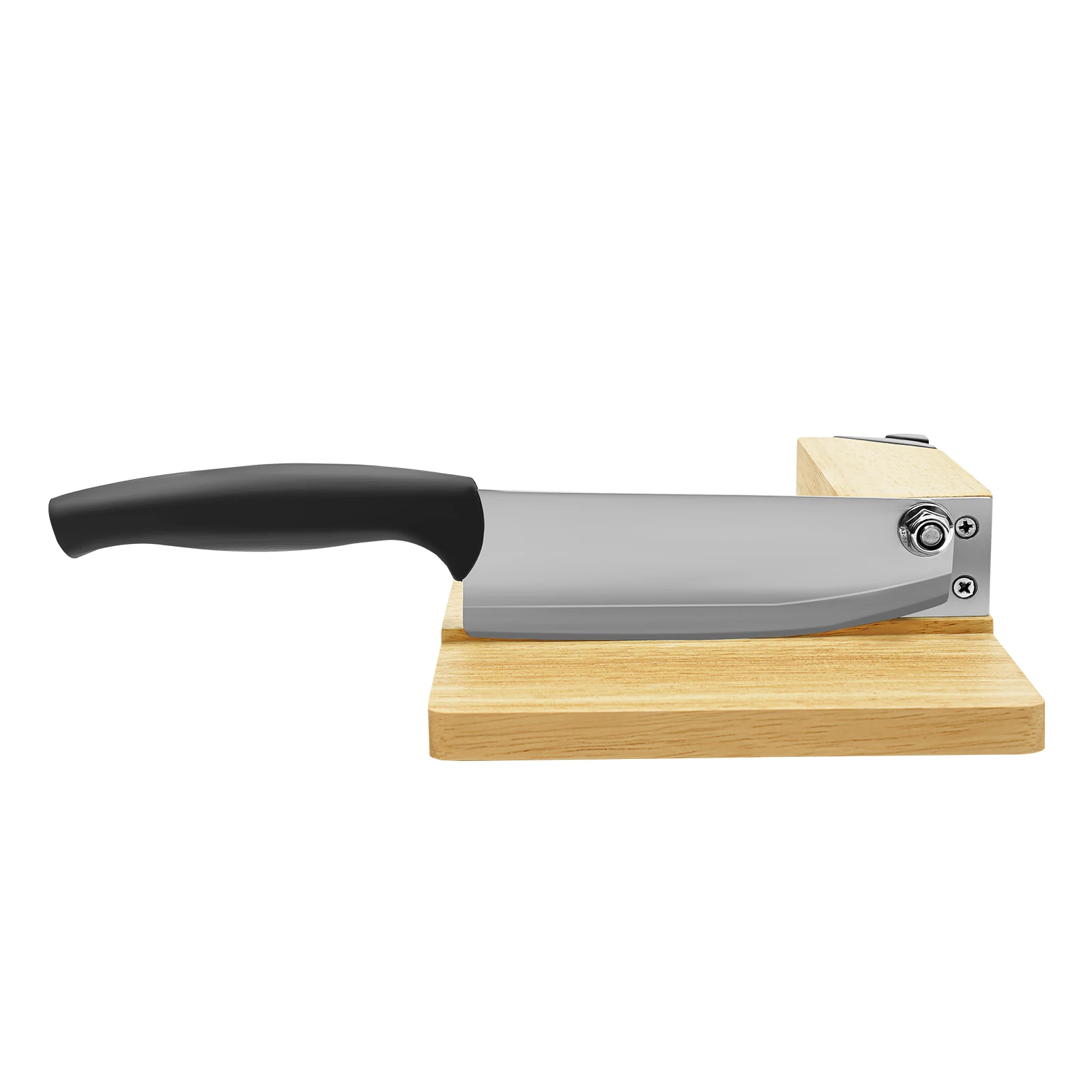 Guillotine Slicer Wood Meat Slicer Stainless Steel Manual Meat Cutter with Wood Board Tray Vegetable Chopper Sausage Meat Cutter