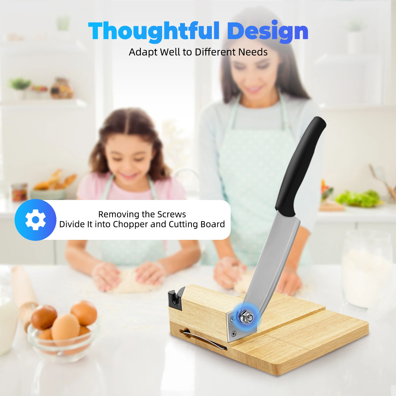 Guillotine Slicer Wood Meat Slicer Stainless Steel Manual Meat Cutter with Wood Board Tray Vegetable Chopper Sausage Meat Cutter