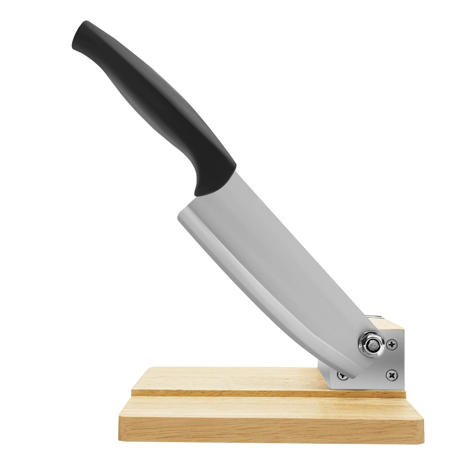 Guillotine Slicer Wood Meat Slicer Stainless Steel Manual Meat Cutter with Wood Board Tray Vegetable Chopper Sausage Meat Cutter