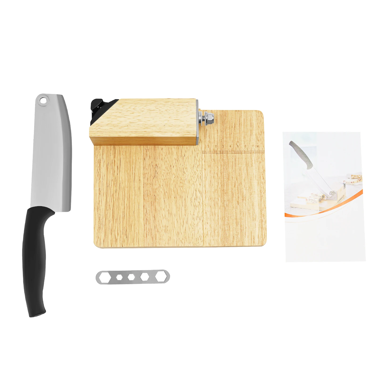 Guillotine Slicer Wood Meat Slicer Stainless Steel Manual Meat Cutter with Wood Board Tray Vegetable Chopper Sausage Meat Cutter