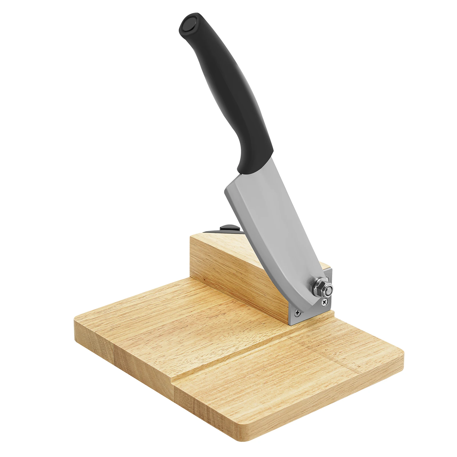 Guillotine Slicer Wood Meat Slicer Stainless Steel Manual Meat Cutter with Wood Board Tray Vegetable Chopper Sausage Meat Cutter