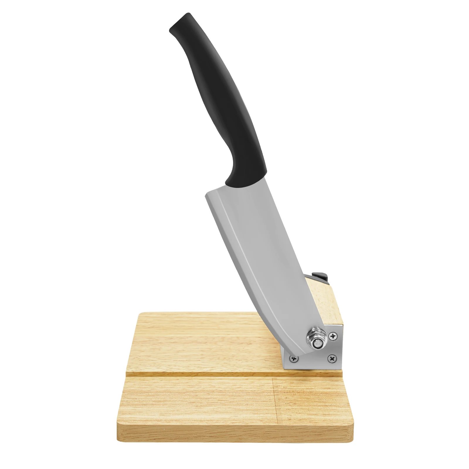 Guillotine Slicer Wood Meat Slicer Stainless Steel Manual Meat Cutter with Wood Board Tray Vegetable Chopper Sausage Meat Cutter