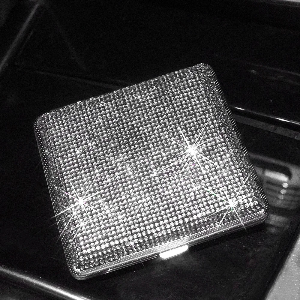 Diamond-encrusted women's Cigarette Case Hidden Button press-jumper personalised Flash Diamond Cigarette Case