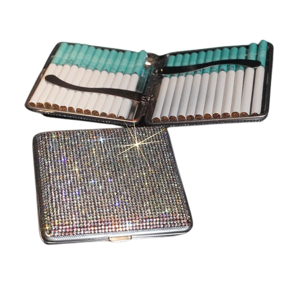 Diamond-encrusted women's Cigarette Case Hidden Button press-jumper personalised Flash Diamond Cigarette Case