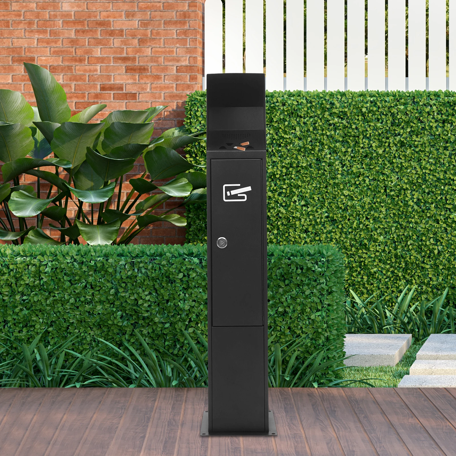 Standing Cigarette Butt Disposal with Lock and Key 1.27Gal Large Capacity Outdoor Ashtray for Hotel Office Bar Restaurant