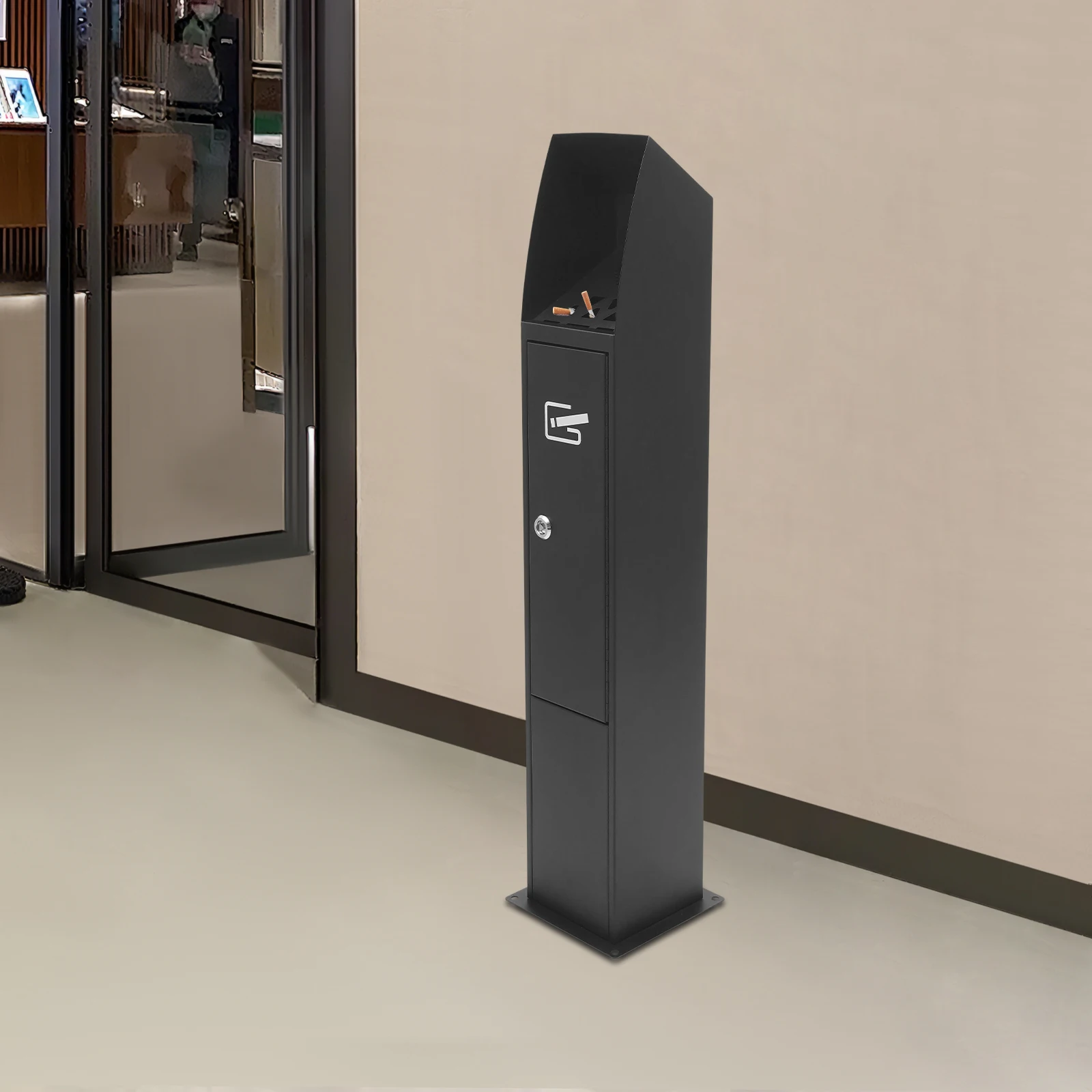 Standing Cigarette Butt Disposal with Lock and Key 1.27Gal Large Capacity Outdoor Ashtray for Hotel Office Bar Restaurant