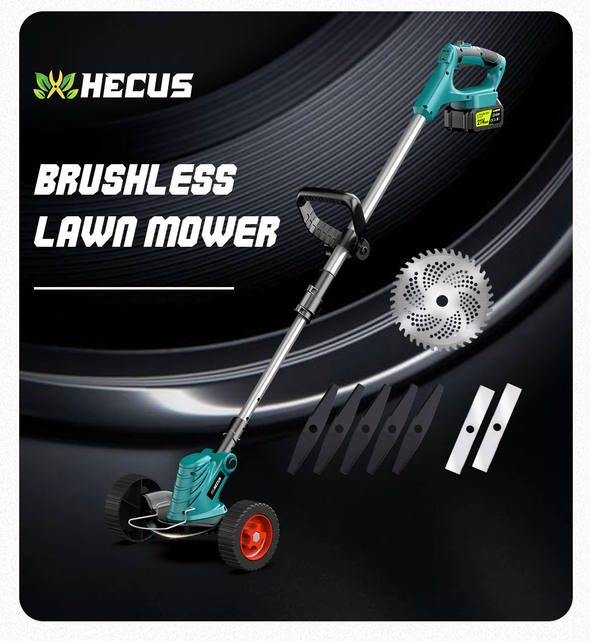 Gisam 8 Inch Brushless Electric Lawn Mower Cordless Grass Trimmer Adjustable Garden Cutter Power Tool For Makita 18V Battery Pin