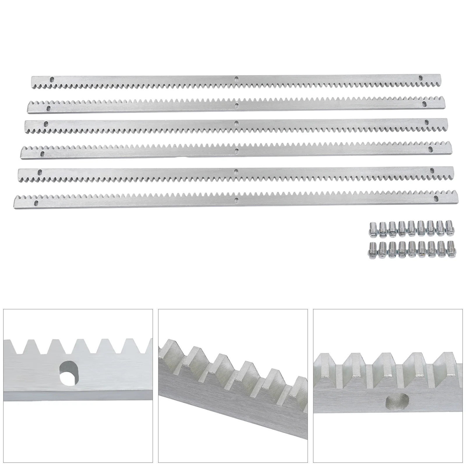 6Pcs Sliding Door Gear Rack 6*1m 0.47inch Thick Predrilled Sliding Gate Opener Rails Compatible with Most Sliding Door Motors
