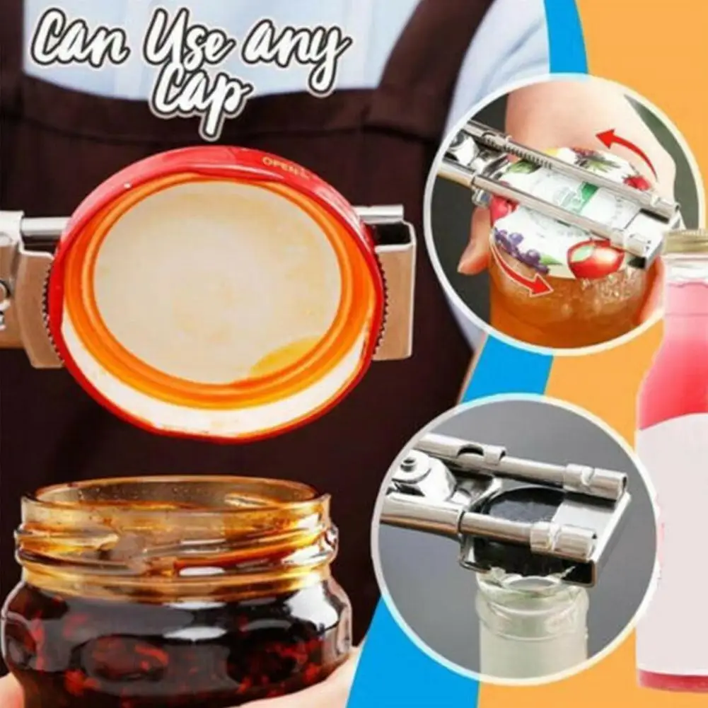 Can Opener Adjustable Steel Non-Slip Manual Jar Bottle Bottle Lid Opener Gadget Home Kitchen Professional Gadgets Tool
