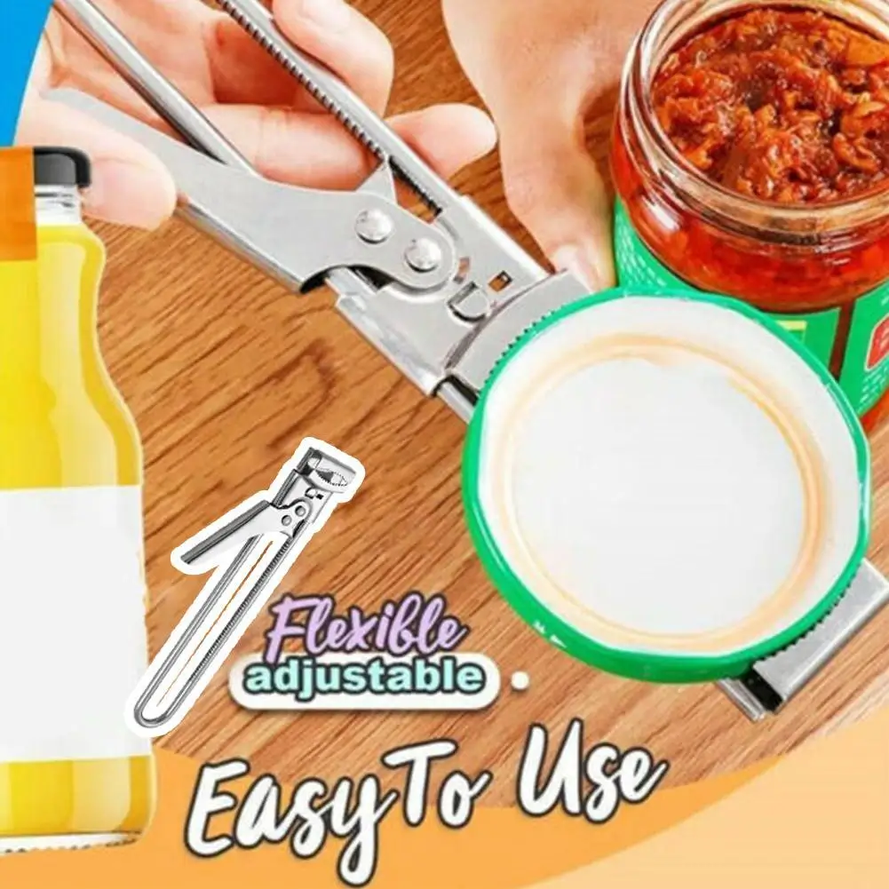Can Opener Adjustable Steel Non-Slip Manual Jar Bottle Bottle Lid Opener Gadget Home Kitchen Professional Gadgets Tool
