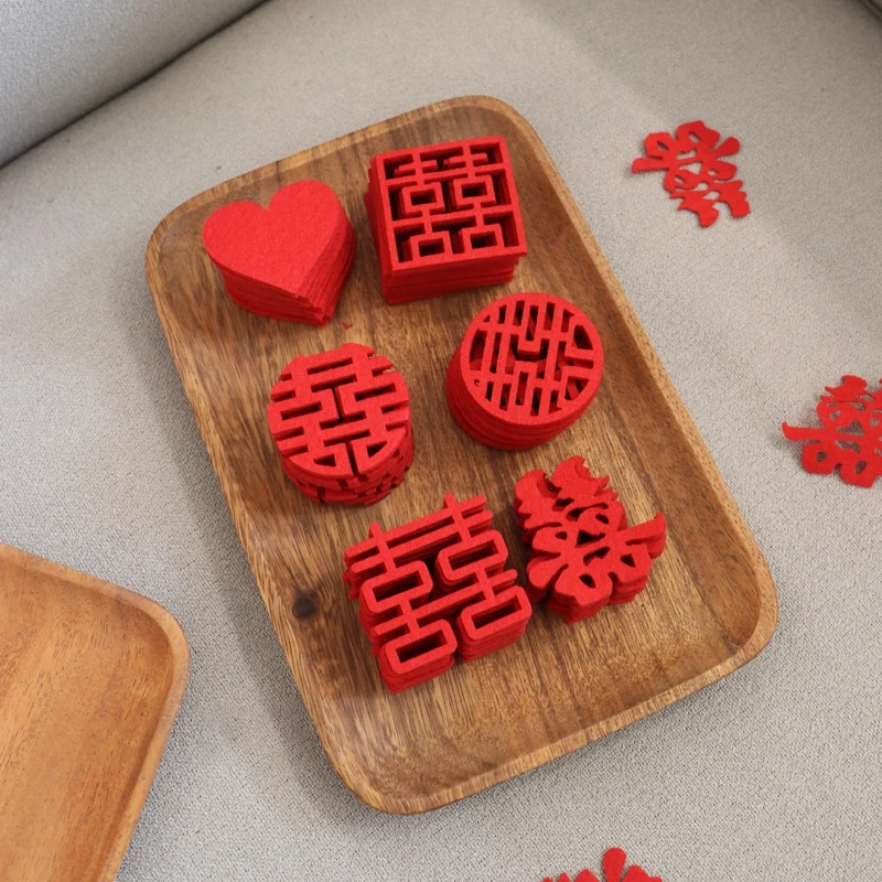 Mini Double Happiness Love Character Chinese Traditional Wedding Confetti Banquet Party Supplies Marriage Room Decoration