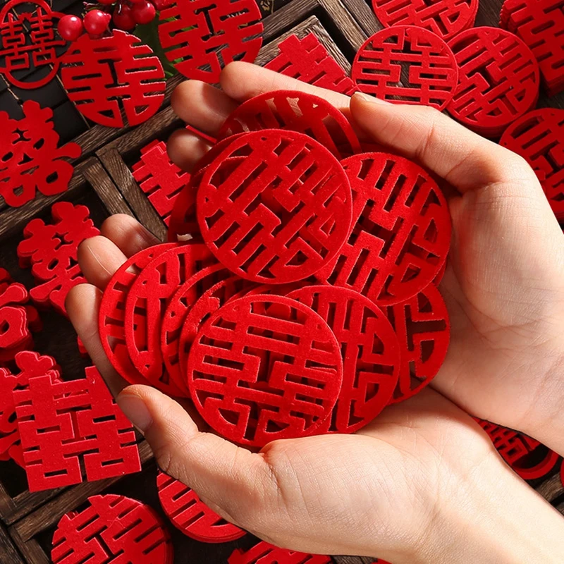 Mini Double Happiness Love Character Chinese Traditional Wedding Confetti Banquet Party Supplies Marriage Room Decoration