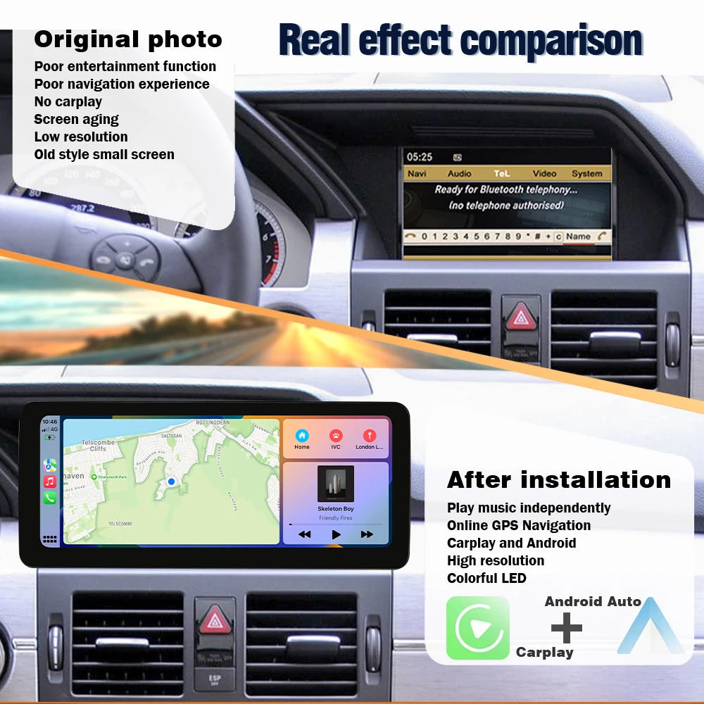 AUTOTOP 10.25" Linux Screen CarPlay Android Auto Multimedia Player For Mercedes Benz GLK Class X204 GLK300 GLK350 GLK250 BT WiFi