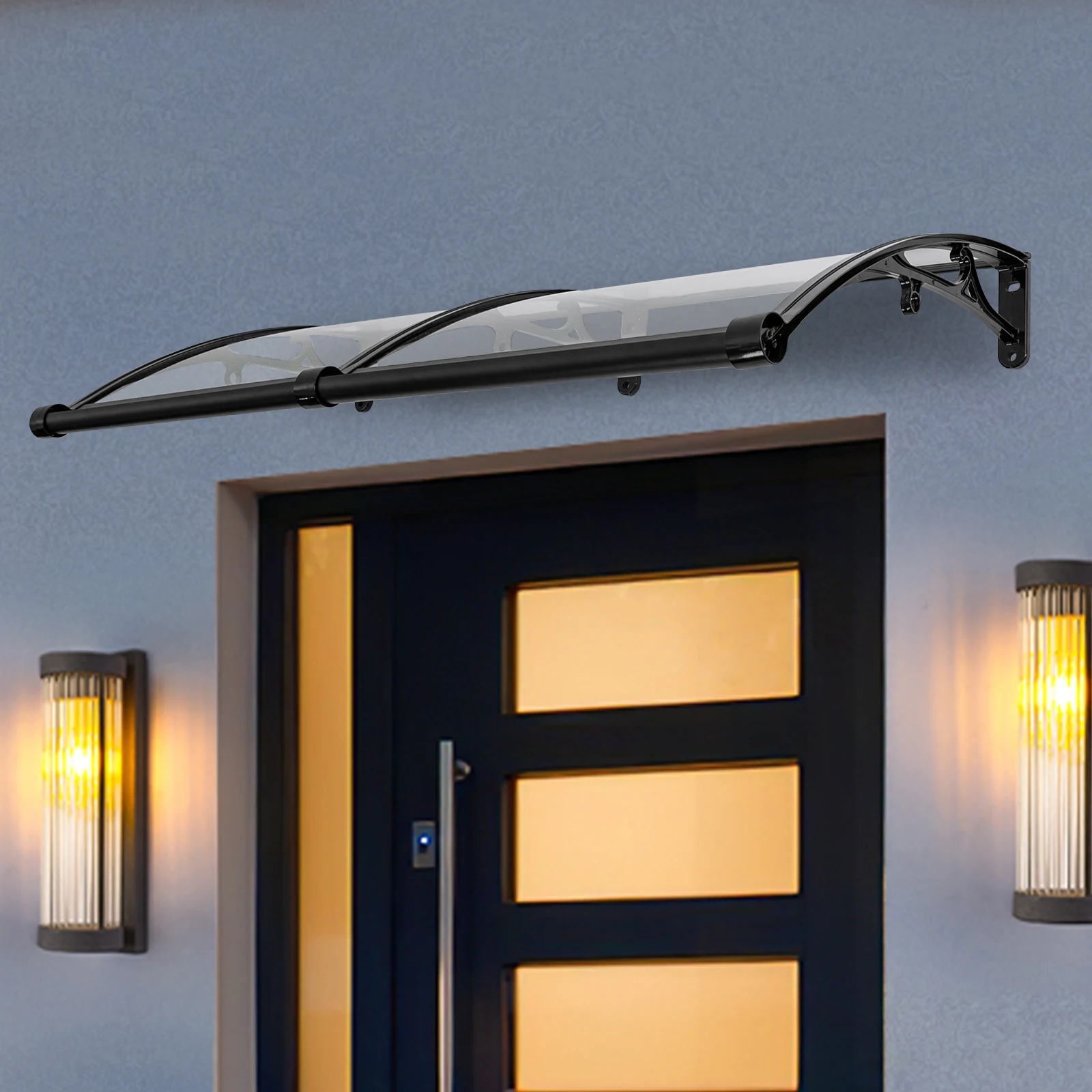 Clear Aluminum Alloy Arch Rainshed, 200kg Load, UV & Weather Protection for Windows, Doors, Balcony, Garage, Outdoor Canopy
