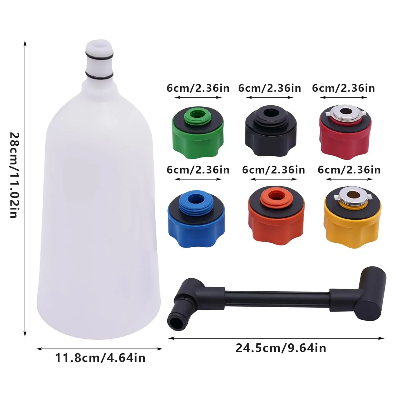 Oil Filling Funnel Set, 0.5Gal Filling Funnel Adapter Angle Funnel Aid Adapter Set W/ 6 Adapters for Audi, BMW, Dodge, Honda