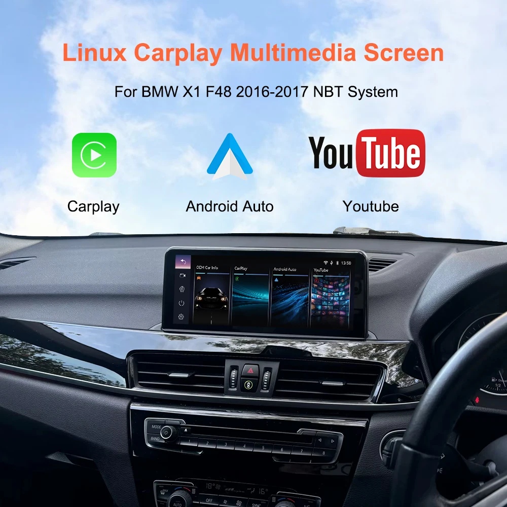 Thread free multimedia car radio Bonroad inch with Carplay and Android Auto, Linux system, for BMW X1 F48 2016-2017 NBT system, Mirror Link