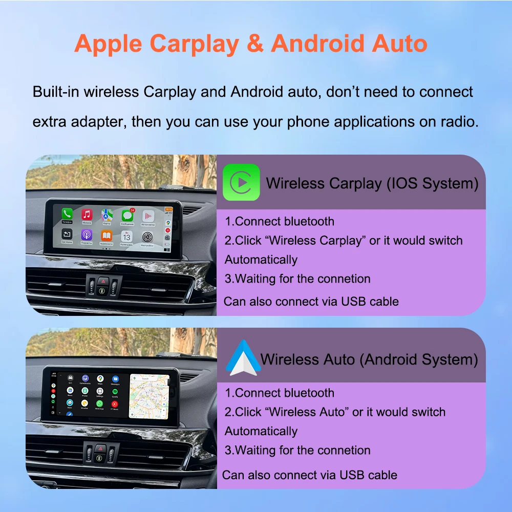 Thread free multimedia car radio Bonroad inch with Carplay and Android Auto, Linux system, for BMW X1 F48 2016-2017 NBT system, Mirror Link