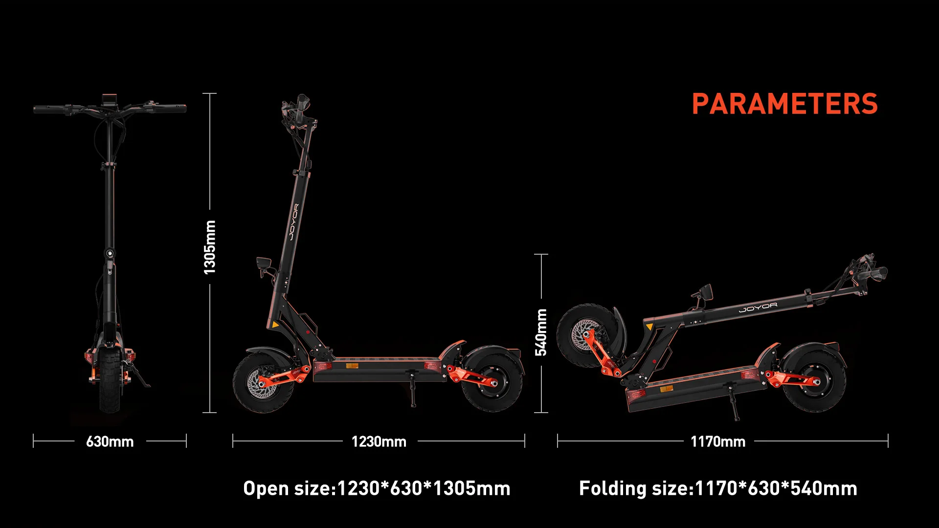 JOYOR T10 Adult Electric Scooter Dual Motor 60V18AH Battery Off-Road 10-Inch Tire Foldable E-Scooter for Off-Pavement