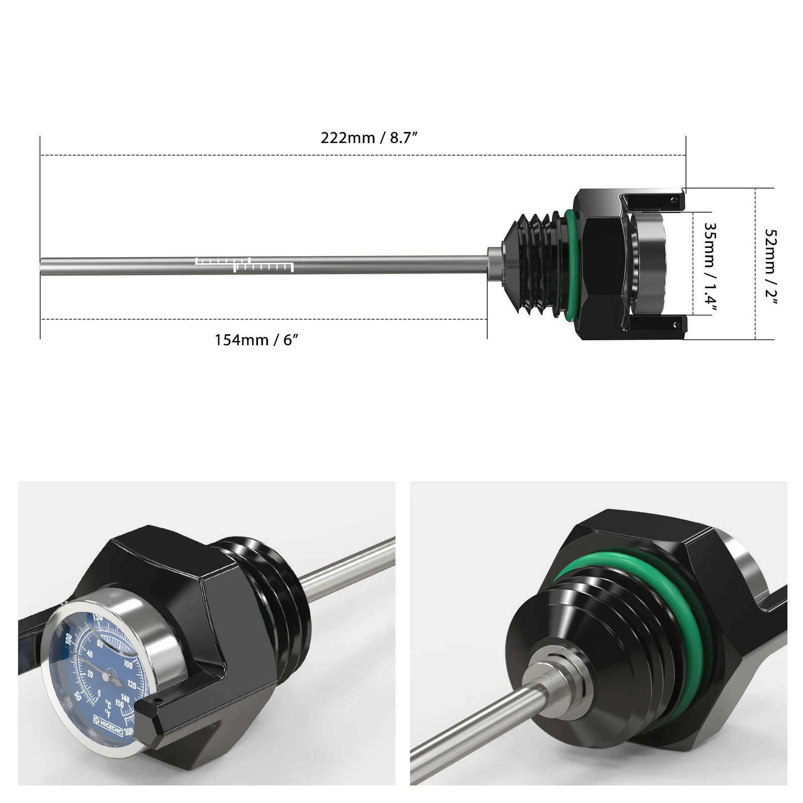 Oil Dipstick w/ Thermometer Gauge For Harley Street Glide FLHX 2017-2024 Road King FLHR Road Glide Limited FLTRK Electra Glide
