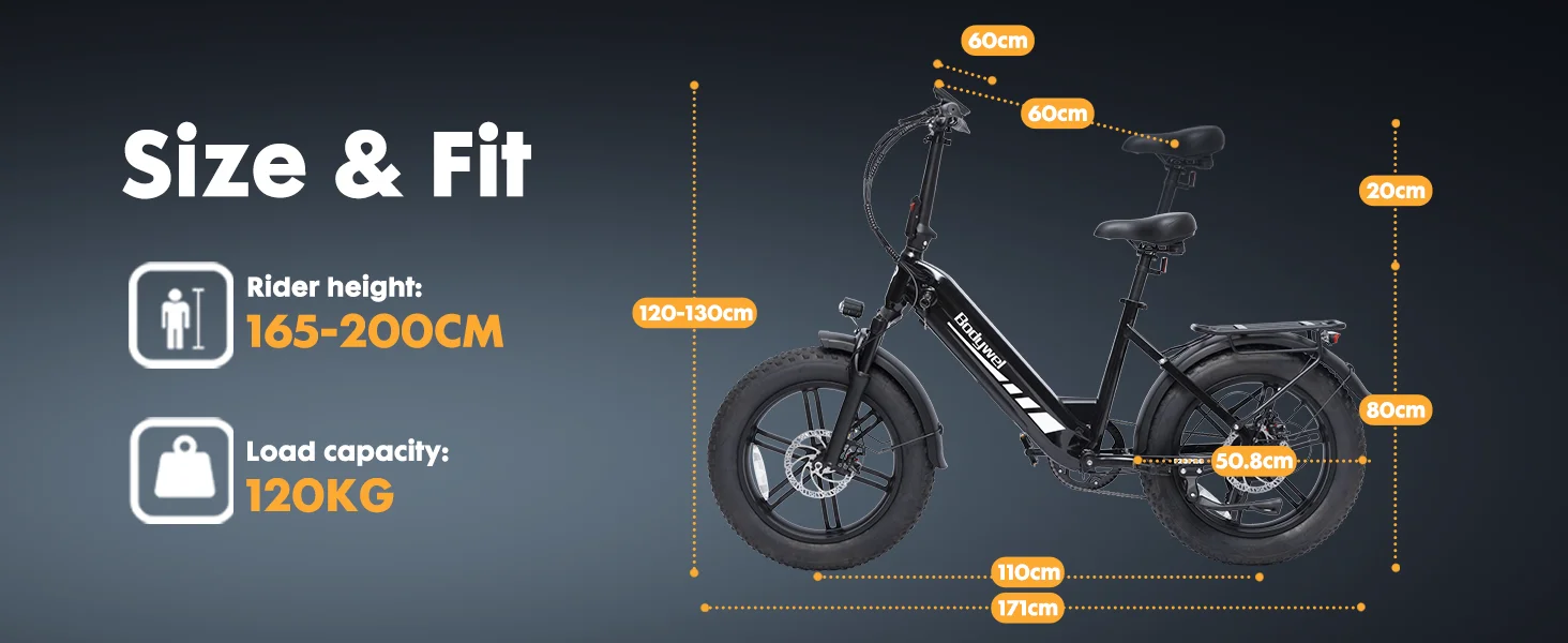 Bodywel F20 Pro Electric Bike for Adults 48V20AH Battery 20 Inch Tires Snowmobile Style E-Bicycle