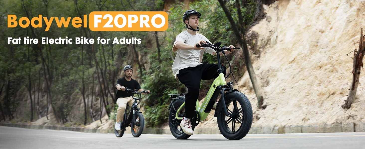 Bodywel F20 Pro Electric Bike for Adults 48V20AH Battery 20 Inch Tires Snowmobile Style E-Bicycle
